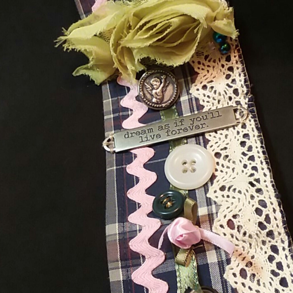 Hand crafted fabric cuff bracelet. One of a kind.